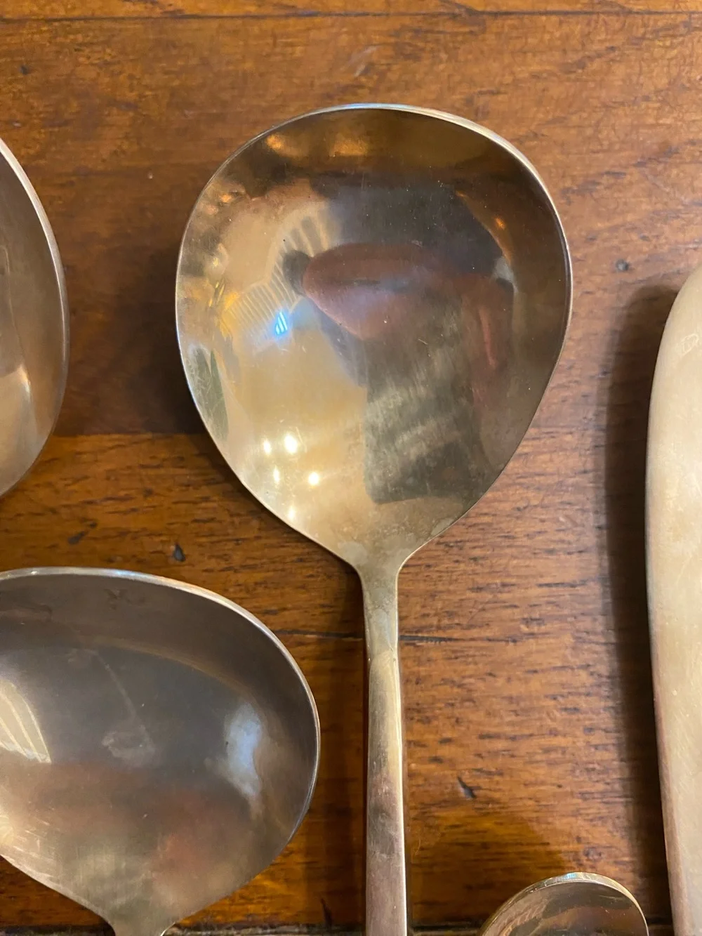 VTG Siam Gold ToneSolid Nickel Bronze Flatware Set 17 Pieces MCM Thailand